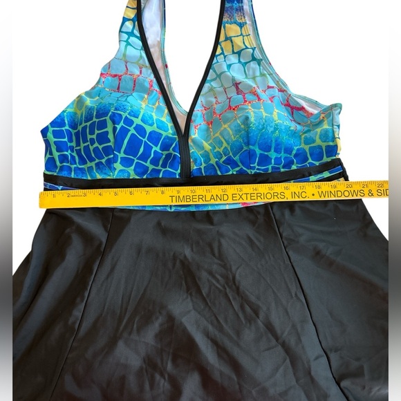 2 Piece Plus Sz 22W Tankini Swim Suit Boy Short Bottoms Alligator Print Pattern - Picture 7 of 11